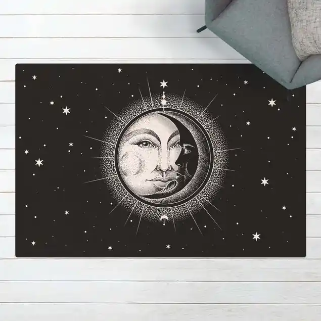 Vintage Sonne und Mond Illustration Angebot