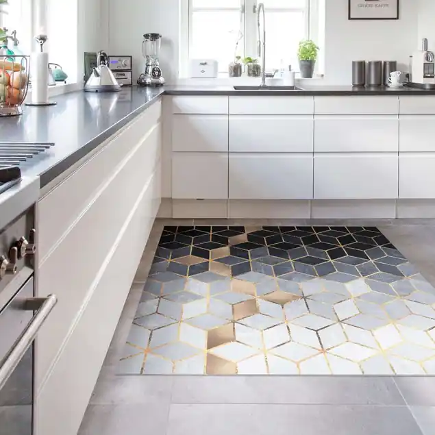 Nur Für Kurze Zeit Blau Weiß goldene Geometrie