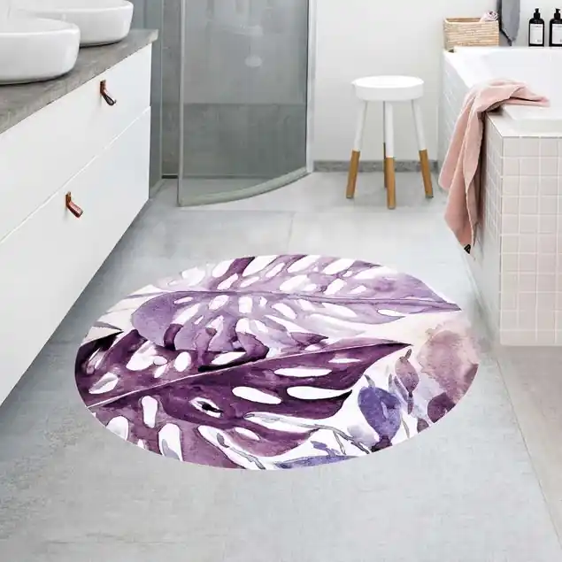 Neue Ware Aquarell Tropische Blätter mit Monstera in Aubergine