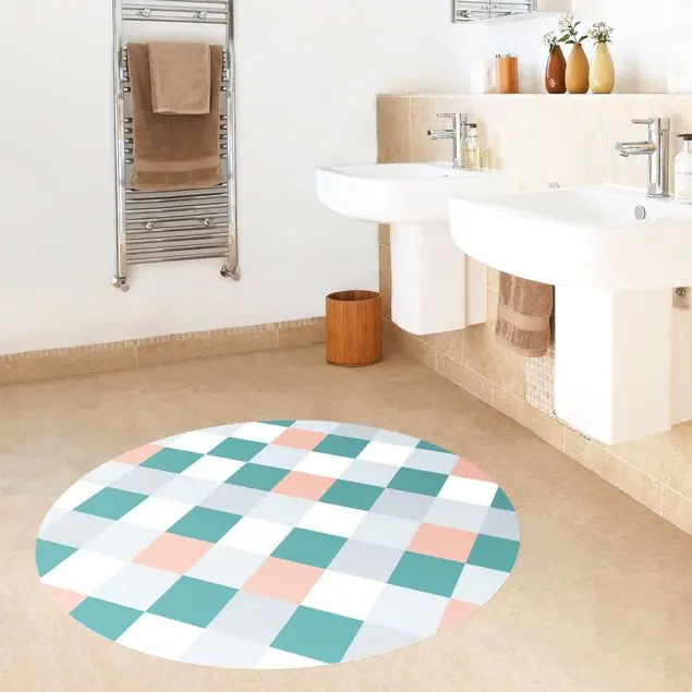 Geometrisches Muster gedrehtes Schachbrett Apricot Echt