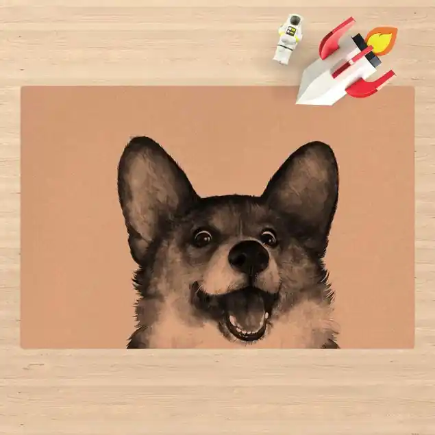 Günstig Illustration Hund Corgi Weiß Schwarz Malerei