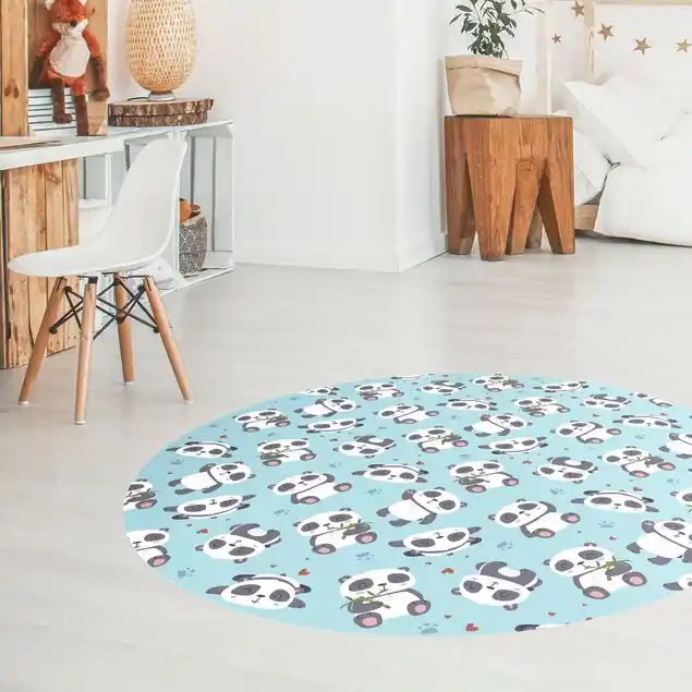 Nur Für Kurze Zeit Süße Pandabären mit Tapsen und Herzen Pastellblau
