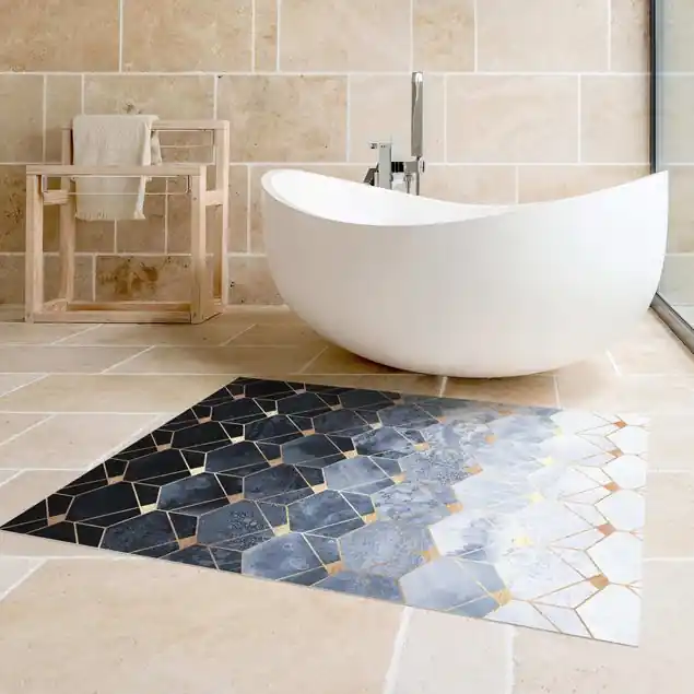 Beliebt Blaue Geometrie goldenes Art Deco