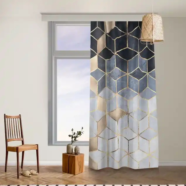 Blau Weiß goldene Geometrie Gratis Versand