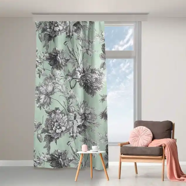 Aktuell Floraler Kupferstich Graumint