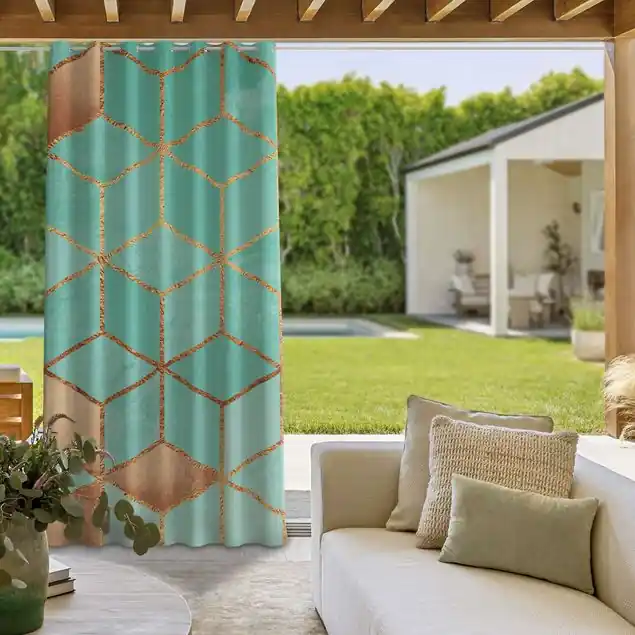 Türkis Weiß goldene Geometrie Echt