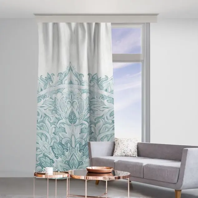 Solange Der Vorrat Reicht Mandala Aquarell Ornament halbkreis türkis