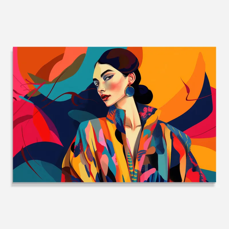Sichere Zahlung Glasbild Vibrant Colors Woman