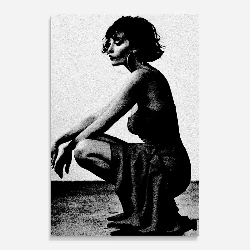 Neu Glasbild Grey Long Dress