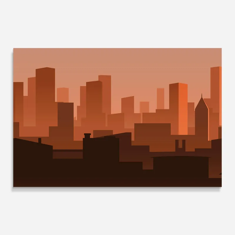 Direkt Vom Hersteller Glasbild Sunset Brown Building