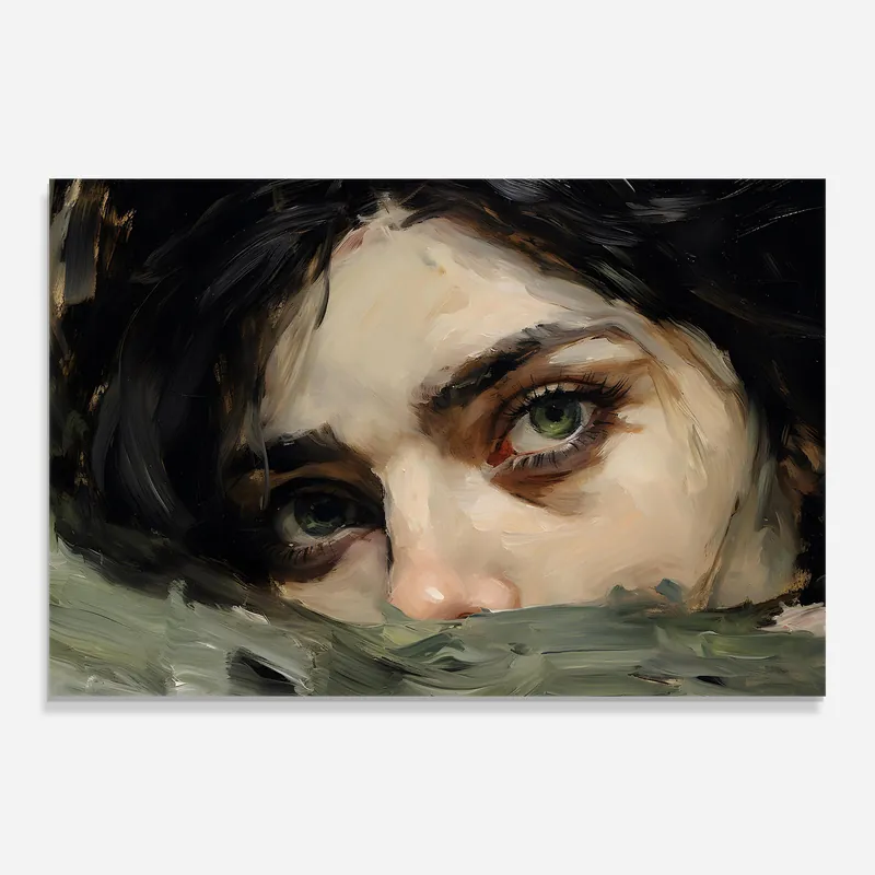 Günstig Glasbild Vintage Green Eyes Art