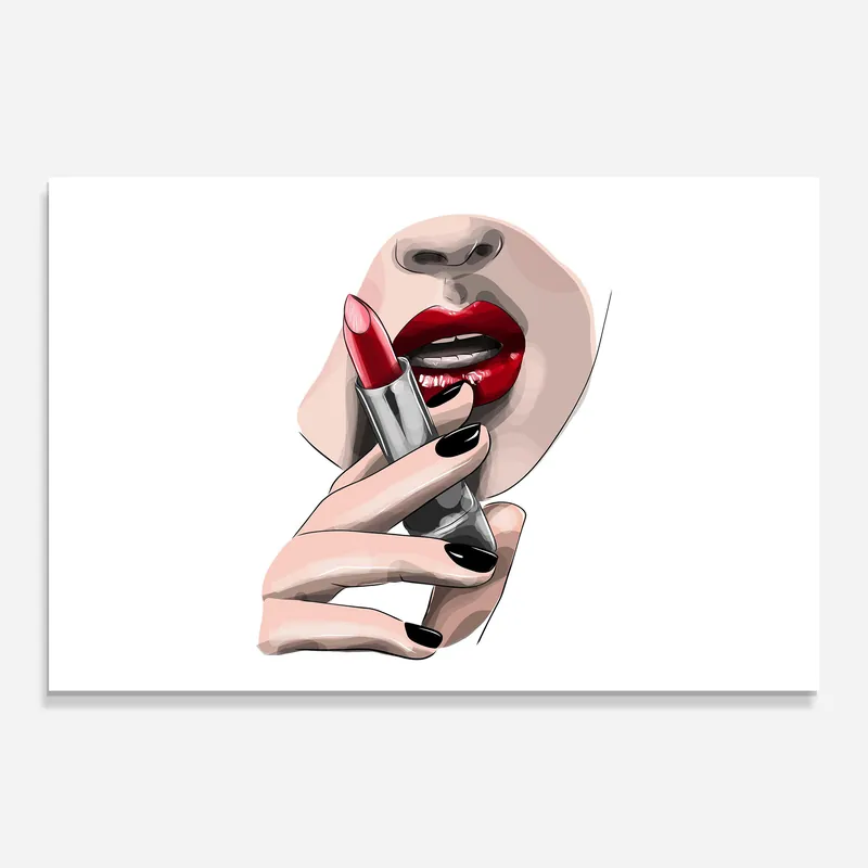 Glasbild Red Lipstick Günstig