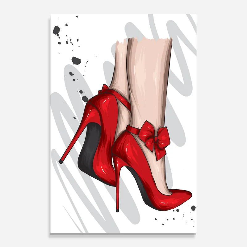 Sonderangebot Glasbild Red Bow Heels