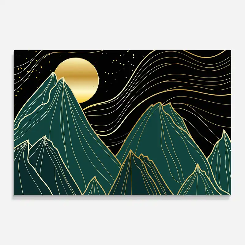 Glasbild Mountain Gold Moon Sofort Bestellen