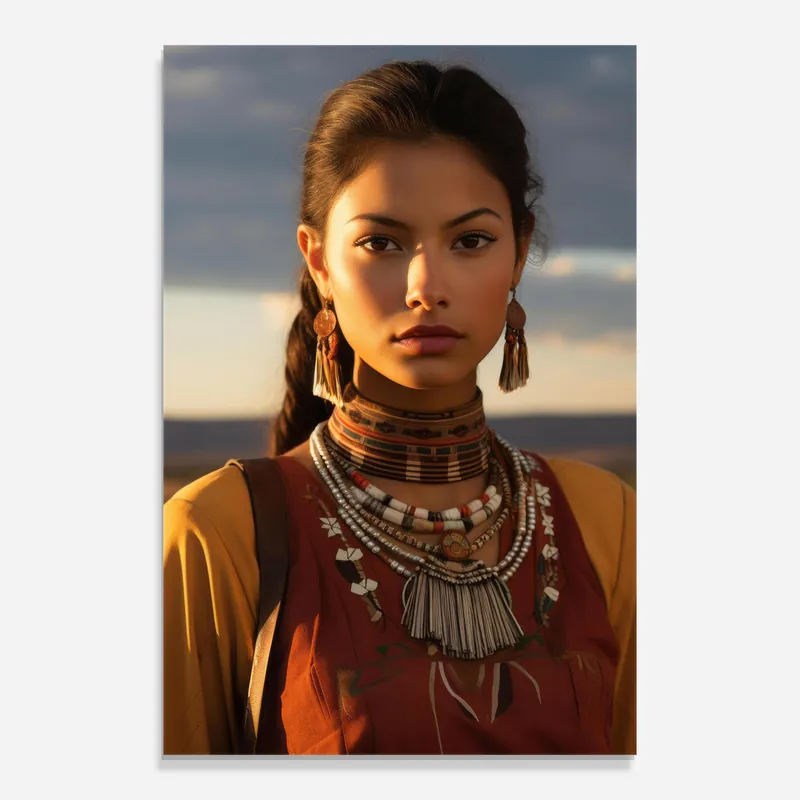 Finale Aktion Glasbild Native American Desert