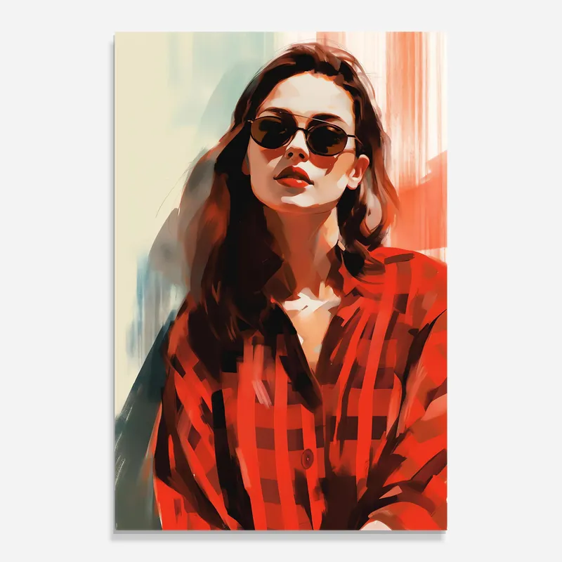 Gratis Versand Glasbild Painting Wearing Sunglasses