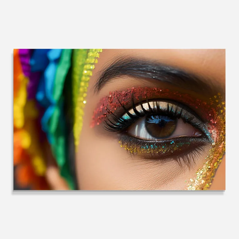 Glasbild Rainbow Pattern Makeup Kostenfreie Lieferung