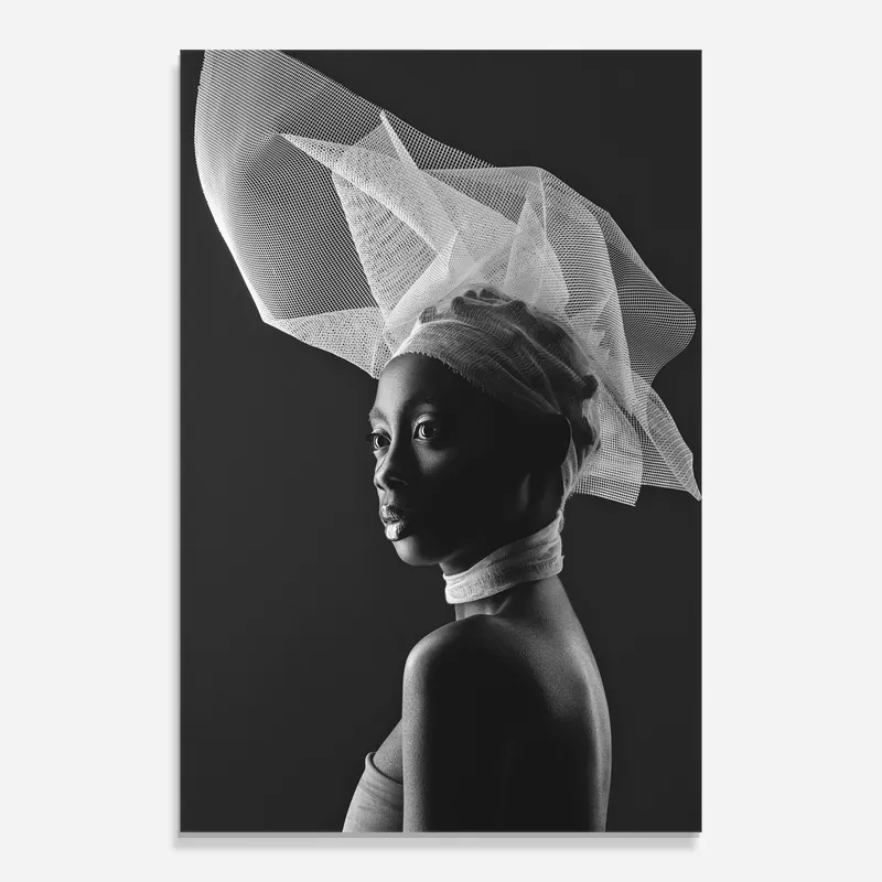 Glasbild Veil Hat Woman Gratis Versand