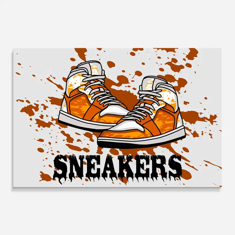 Top-Preis Glasbild Orange Yellow Sneakers