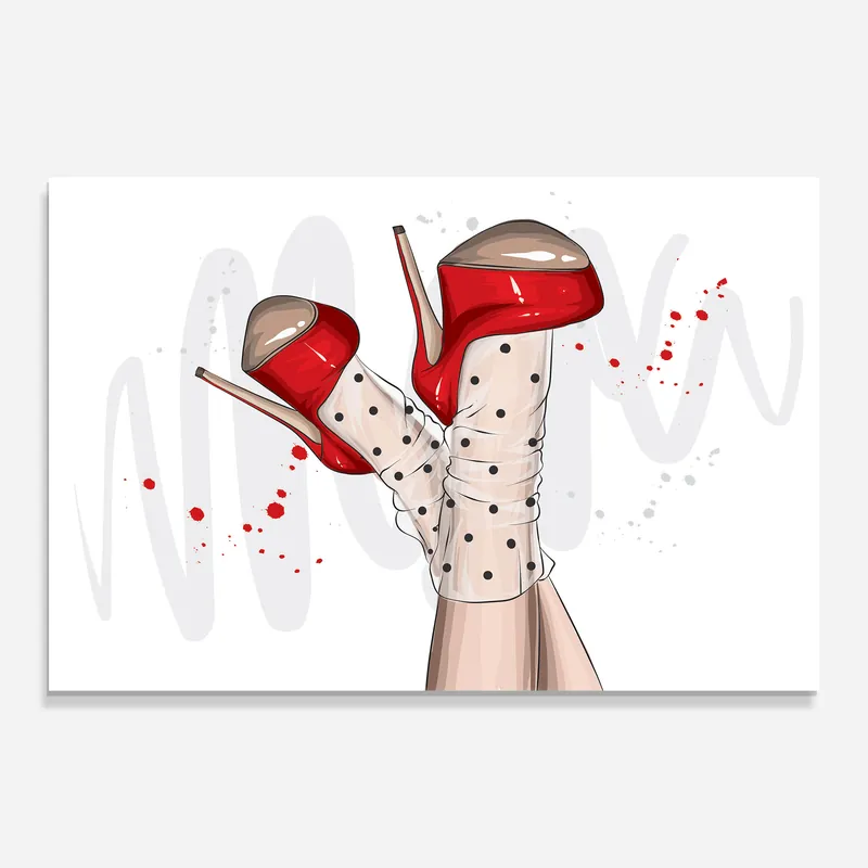 Schneller Versand Glasbild Red Heels Art