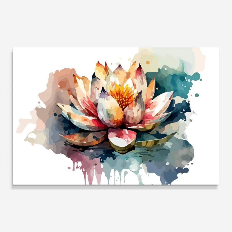Heißes Angebot Glasbild Colorful Lotus Art