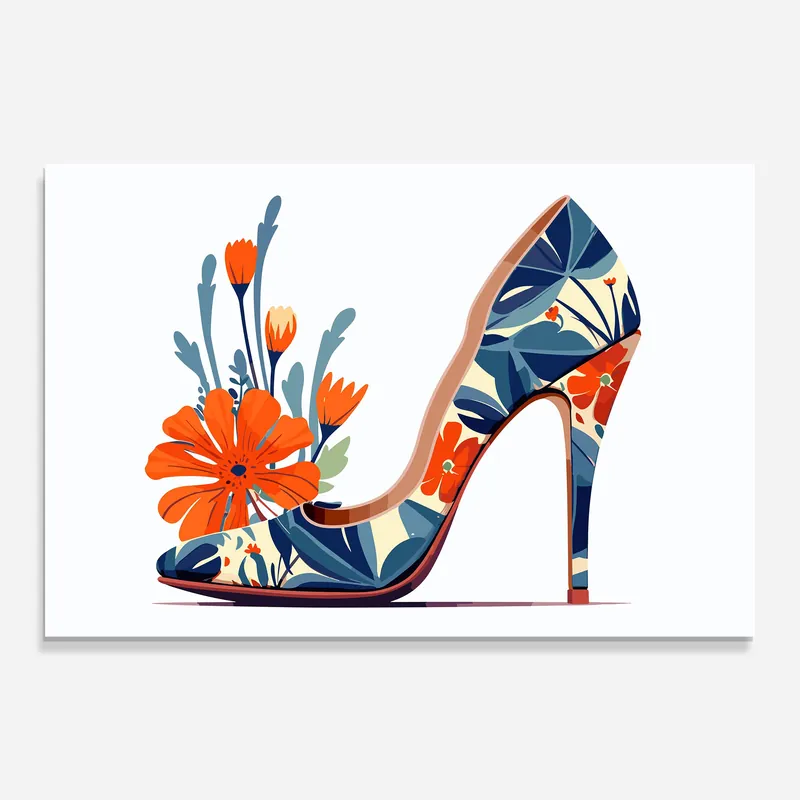 Glasbild Orange Flower Shoe Kostenloser Rückversand