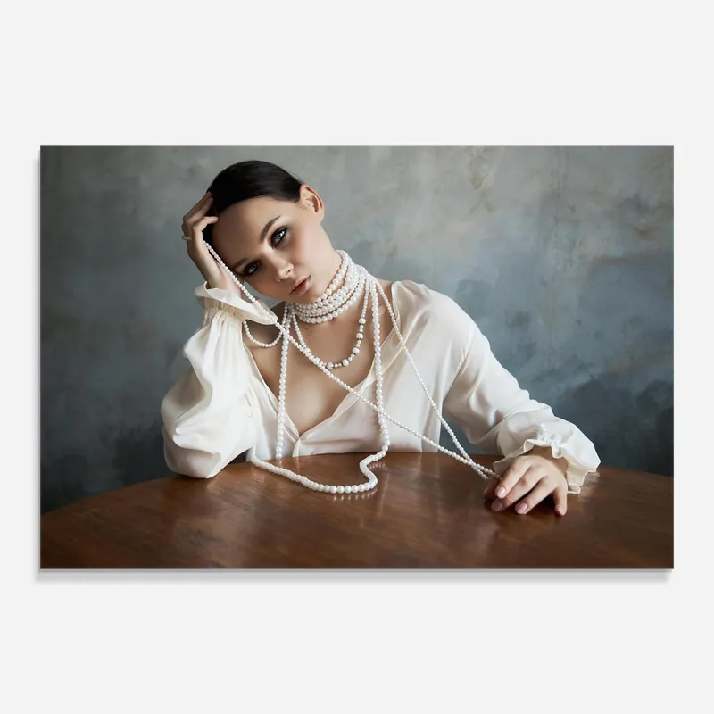Glasbild White Pearl Beads Günstig
