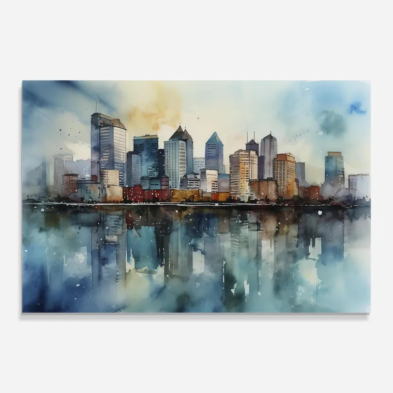 Top-Preis Glasbild Watercolor City Skyline