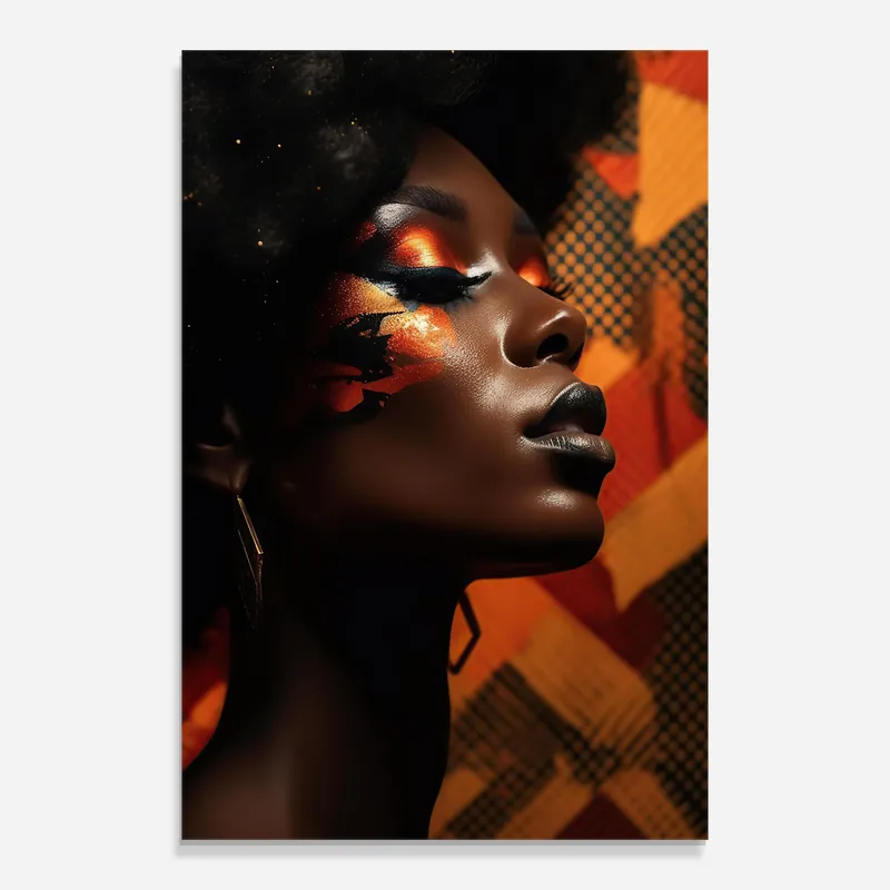 Glasbild Orange African Makeup Preisknaller