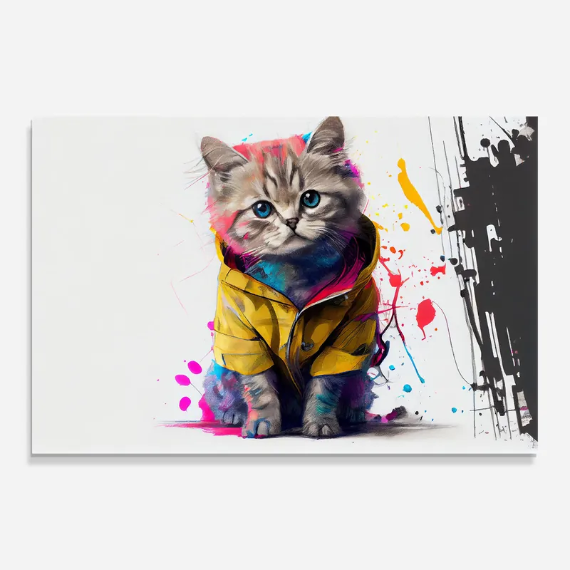 Glasbild Fluffy Kitten With Clothes Top-Preis