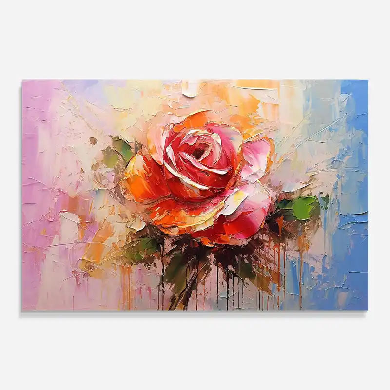 Billig Glasbild Red Pink Orange Art