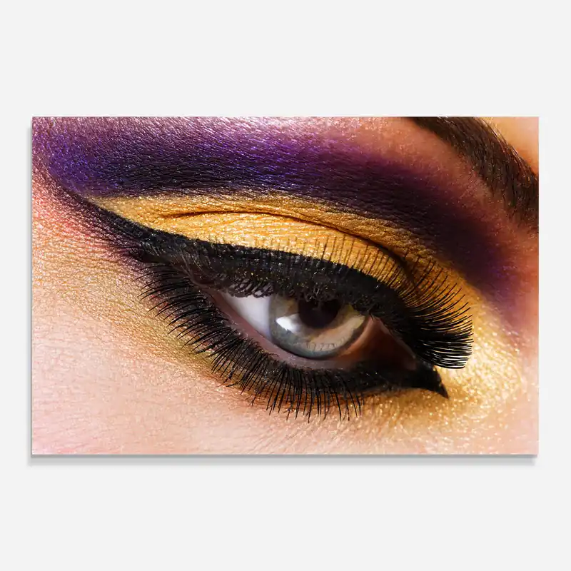 Glasbild Purple Gold Makeup Kostenfreie Lieferung