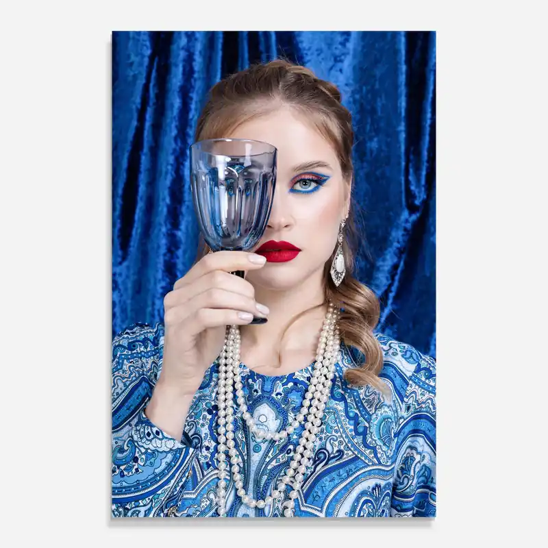 Zertifiziert Glasbild White Pearls On Blue