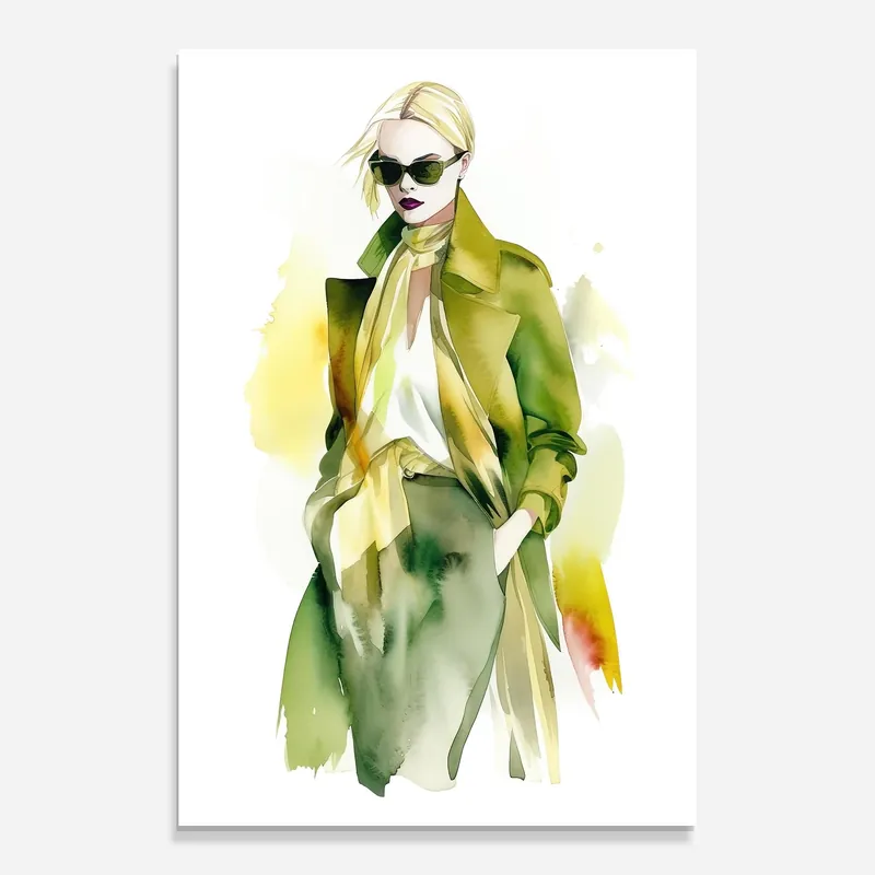 Zertifiziert Glasbild Woman Green Fashion