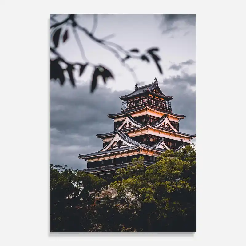 Glasbild Hiroshima Castle Nur Für Kurze Zeit