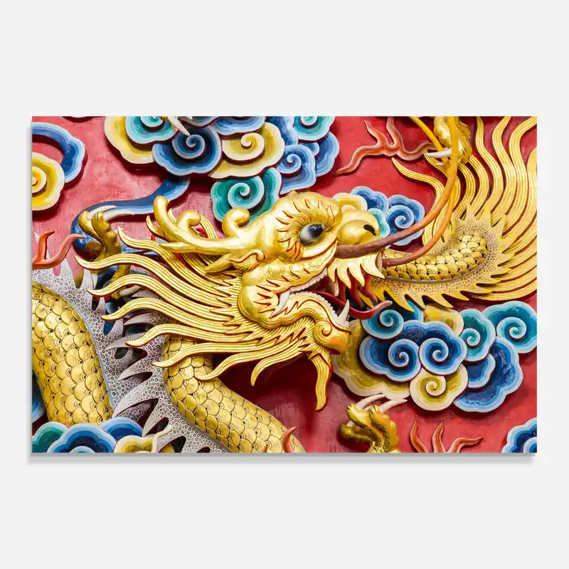 Billig Glasbild Dragon Blue Clouds