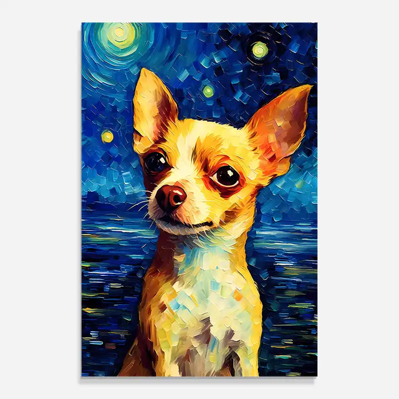 Abverkauf Glasbild Chihuahua Van Gogh