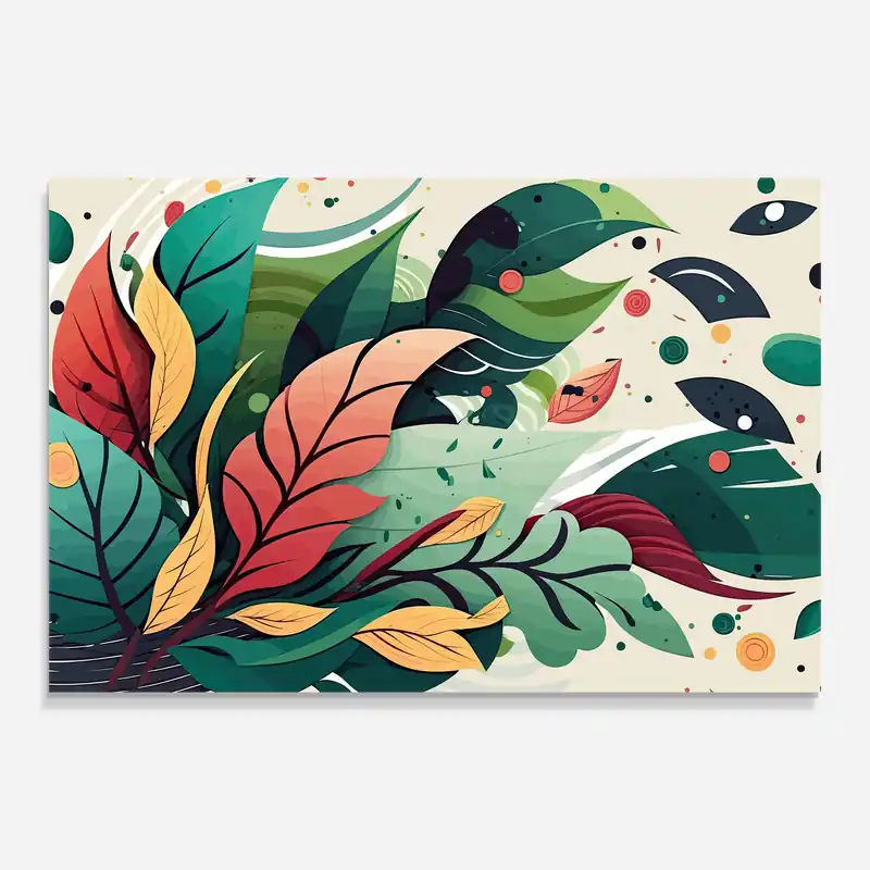 Glasbild Green Red Leaves Nur Für Kurze Zeit