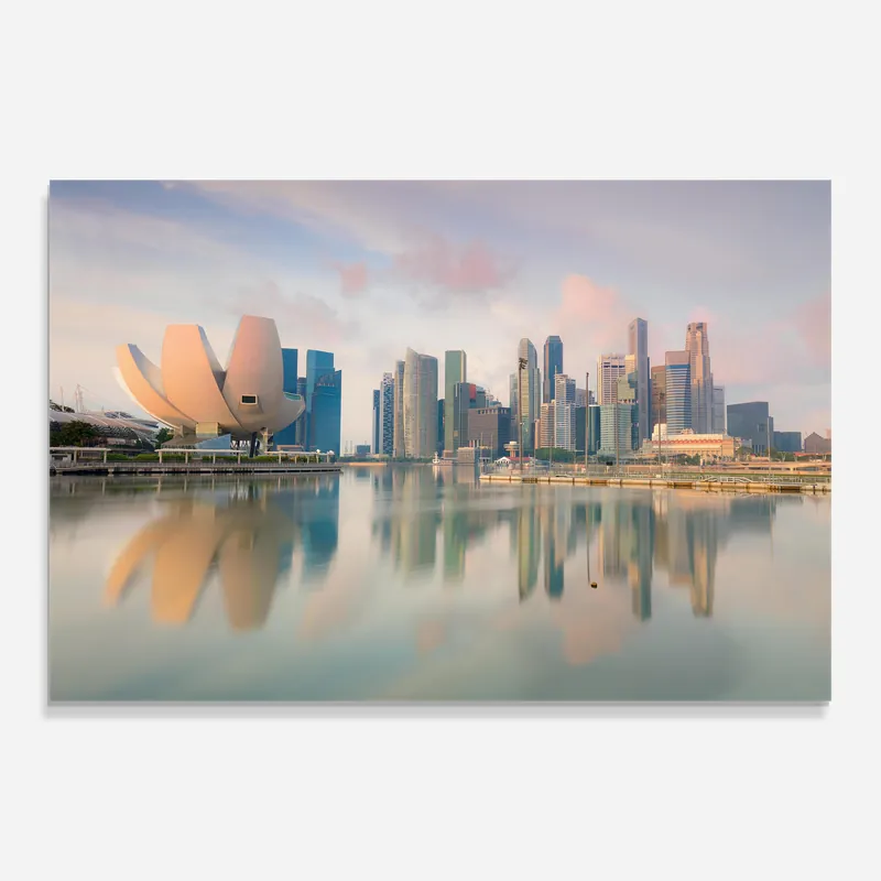 Super-Preis Glasbild Singapore Buildings