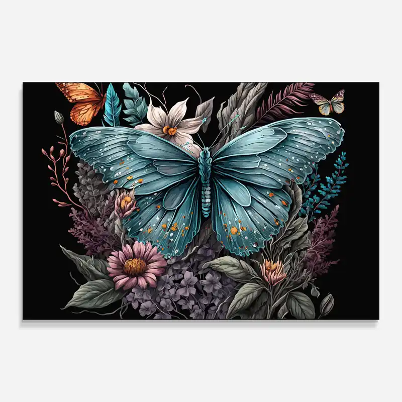 Glasbild Pretty Blue Butterfly Zertifiziert