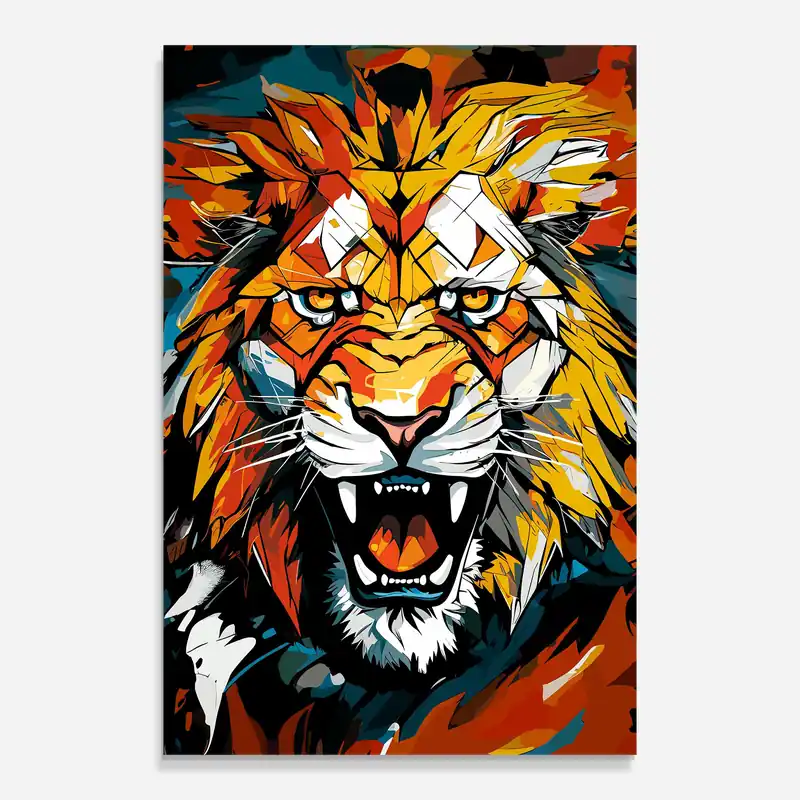 Highlight Glasbild Lion Angry Head