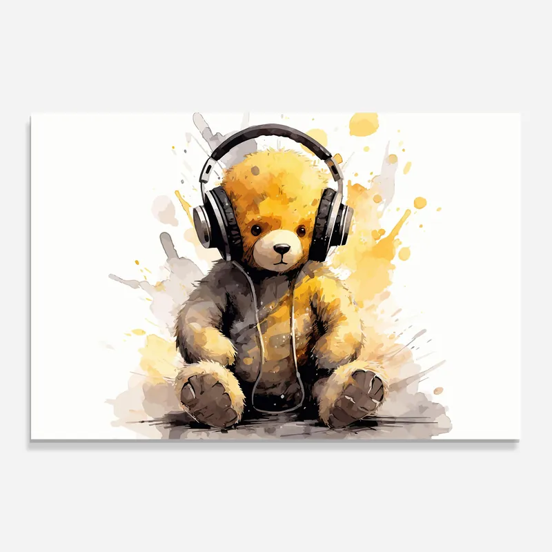 Glasbild Music Plush Bear Sofort Bestellen