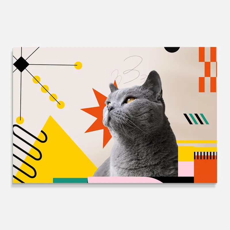Glasbild Colorful Graphic Cat Geprüft