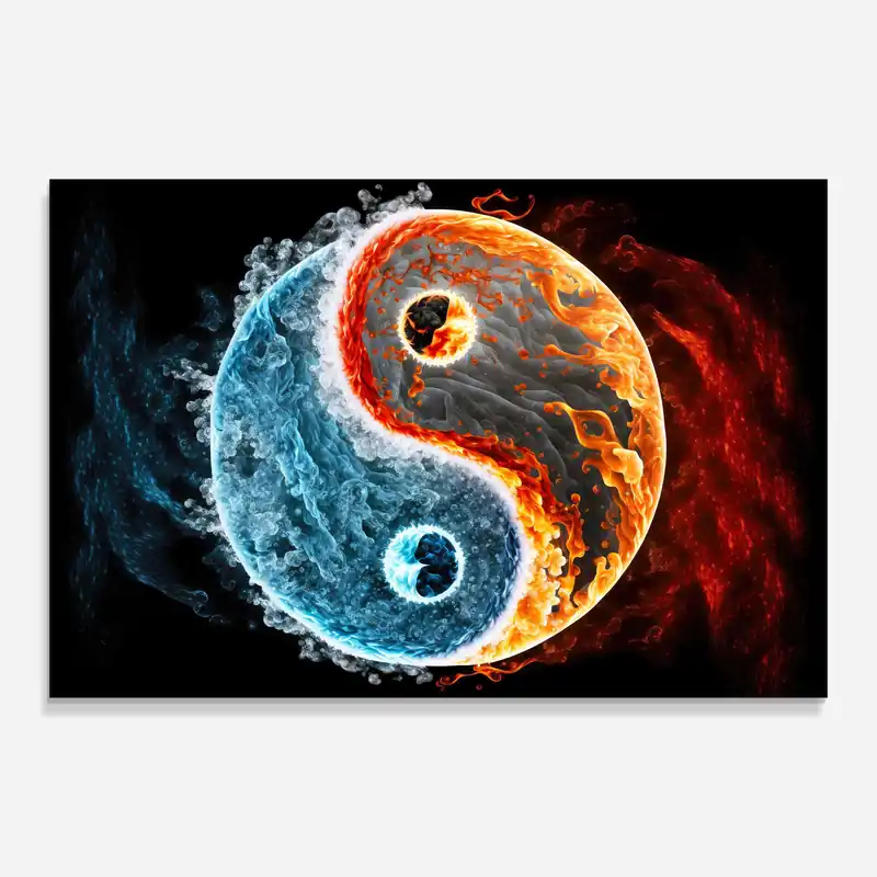 Glasbild Water Yin Yang Fire Direktkauf