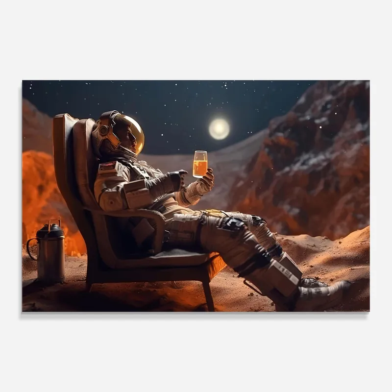 Angebot Glasbild Beer Astronaut
