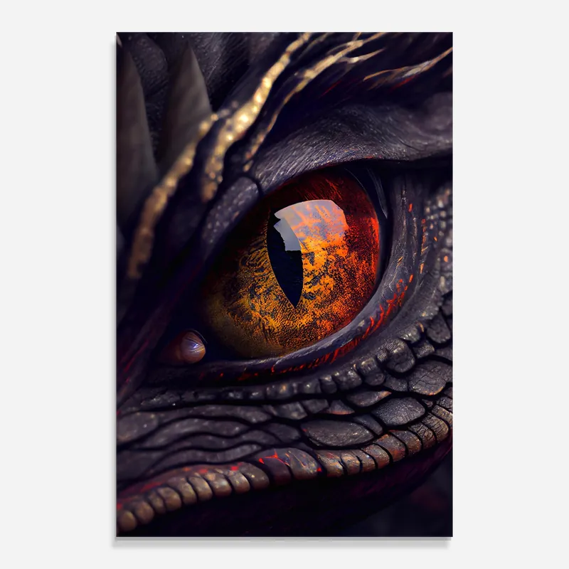 Glasbild Close Up Red Eye Dragon Zertifiziert