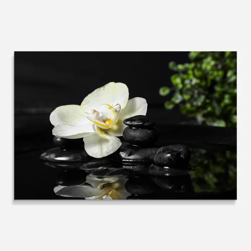 Glasbild White Spa Flower Billig
