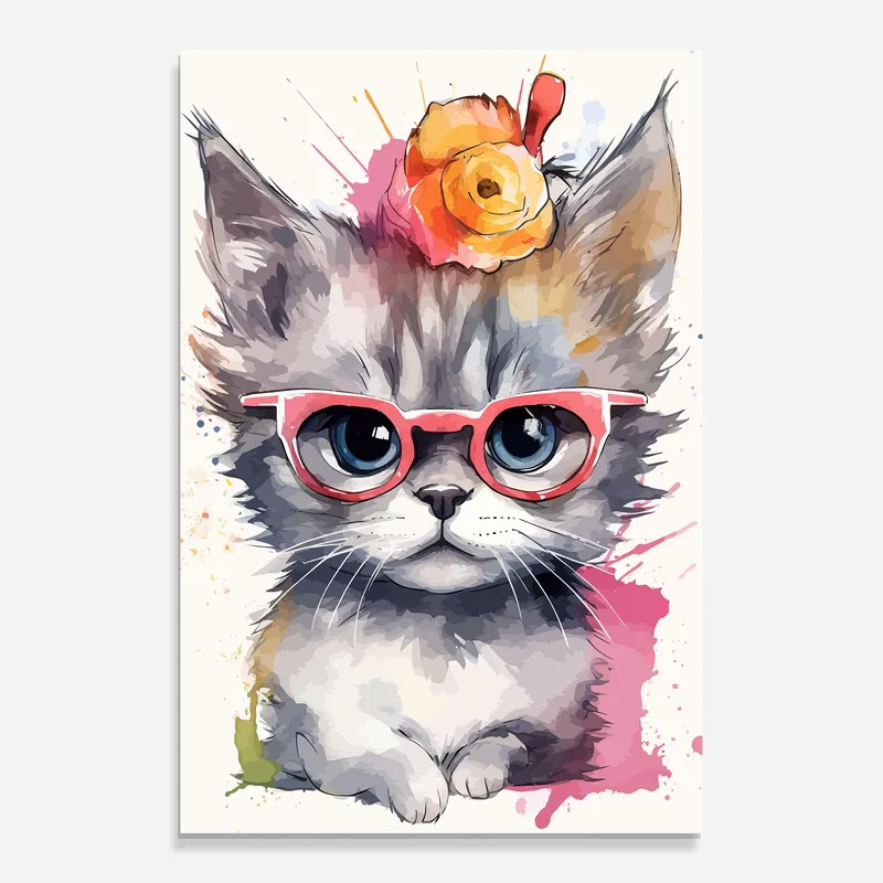 Glasbild Adorable Grey Cat Direkt Vom Hersteller