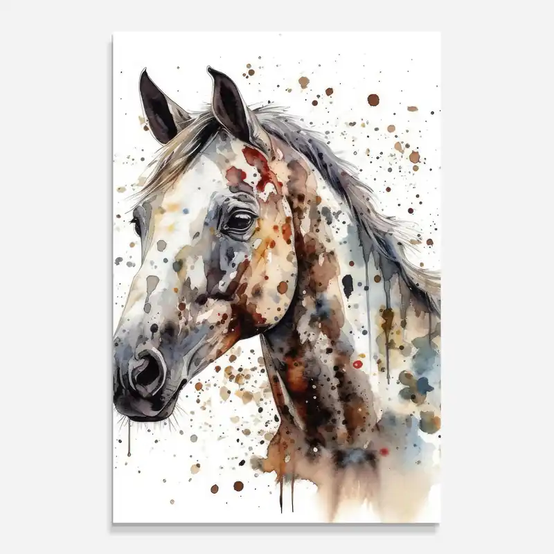 Kostenloser Versand Glasbild Watercolor Horse