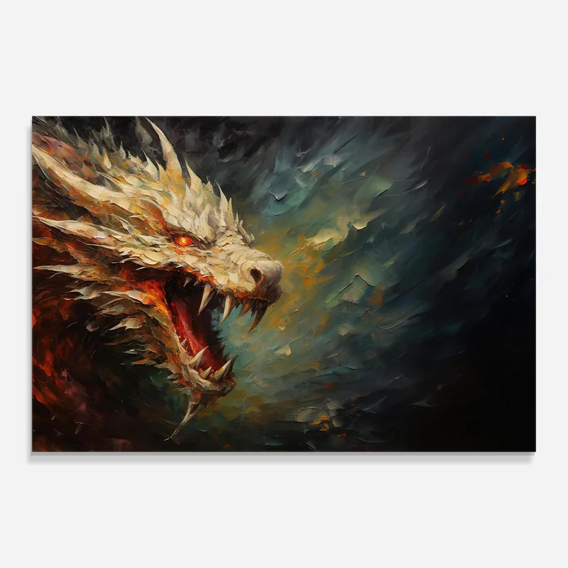 Nur Für Kurze Zeit Glasbild Angry Dragon Painting